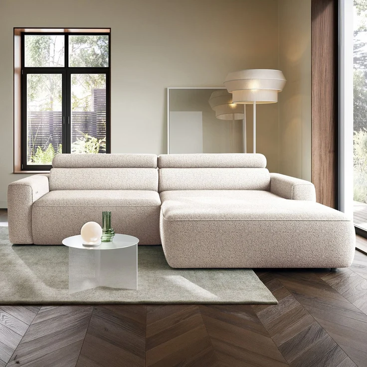 Selsey 'Fando' Ecksofa mit Schlaffunktion, L-Form, 4-Sitzer, Flechtstoff Hellbeige, 252 cm, rechts – Bild 2