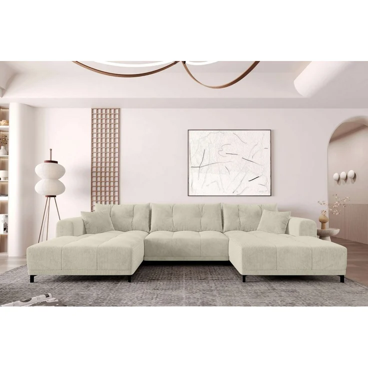 99rooms Massimo Wohnlandschaft Cordstoff POSO Greige mit Schlaffunktion – Bild 5