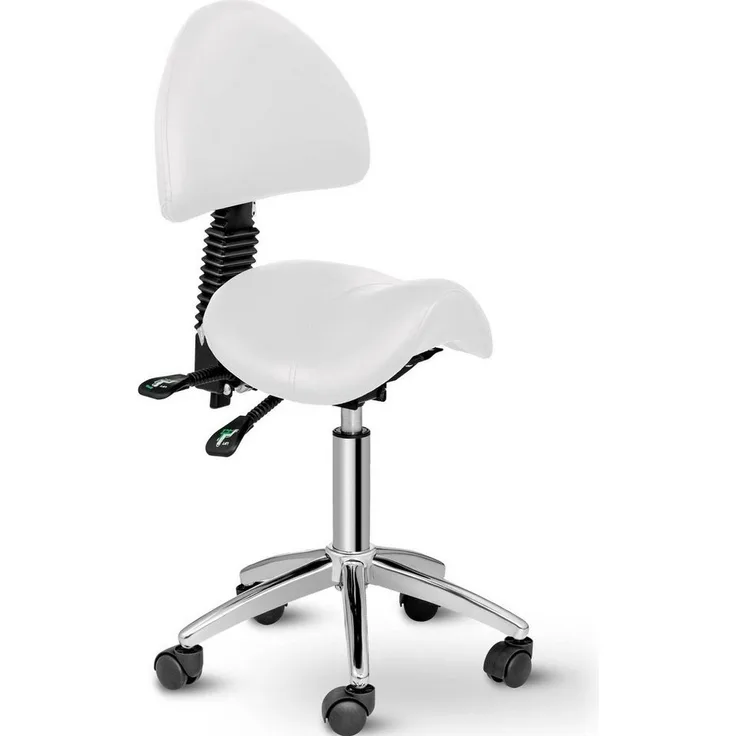 Physa Drehstuhl Sattelstuhl mit Rollen Arbeitsstuhl 55 - 69 cm 150 kg Weiß