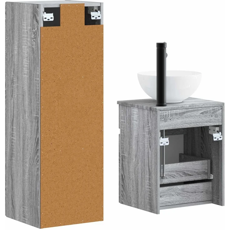 vidaXL Badezimmerschrank-Set 2 stk. Grau Sonoma 33 x 34,5 x 100 cm 3406139 – Bild 5