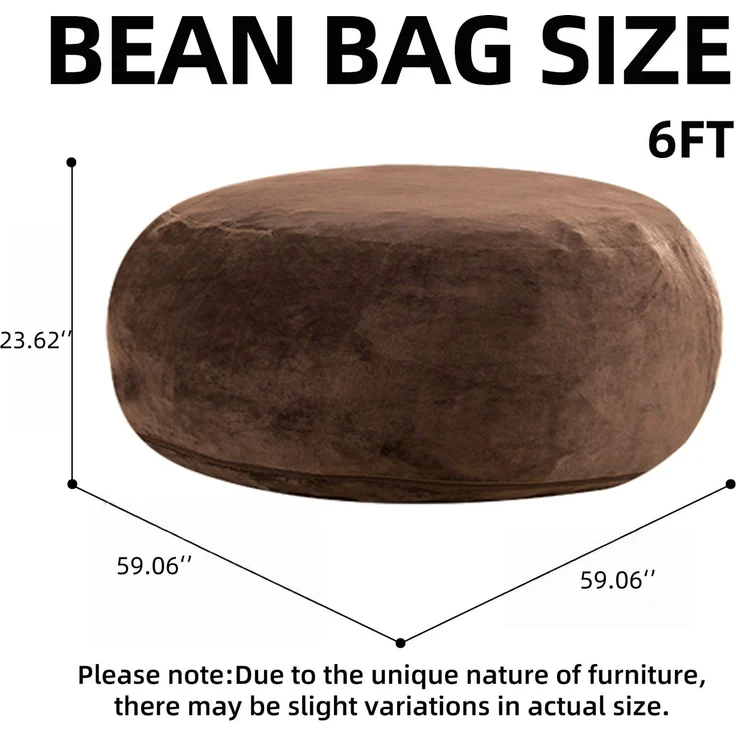 Großer Sitzsack mit waschbarem Bezug, formbarer Loungesitz für kleine Wohnräume und Leseecken, Braun – Bild 7