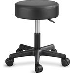 TRESKO Rollhocker höhenverstellbar Schwarz | Drehhocker 10 cm Dicke Polsterung | Arbeitshocker 360° drehbar | Hocker