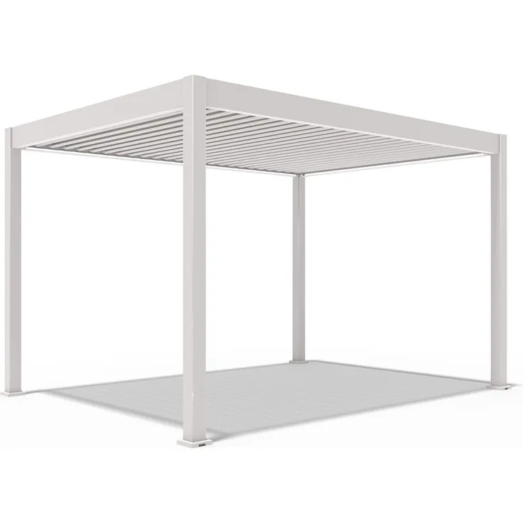 Weide E-Deluxe | elektrische Pergola mit LED | Voll Aluminium | 3 x 4 M | motorisiertes Lamellendach Ivory Sand