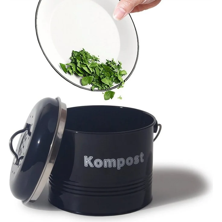 Zedelmaier Biomülleimer Biomülleimer Küche, Bio Mülleimer, Komposteimer Metall, Geruchsdicht mit Aktivkohlefiltern, Biomüll Retro 3,5L – Bild 3