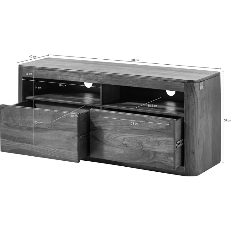TV-Board Sheesham 130x40x58 smoked cherry gebeizt TORONTO #119 – Bild 7
