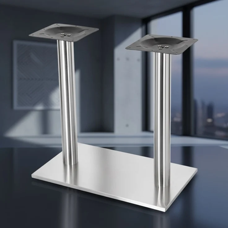 Tischsäule Tischfuß Möbelfuß Tischbein Stützfuß Möbelbein Edelstahl Eckfuß – Bild 1