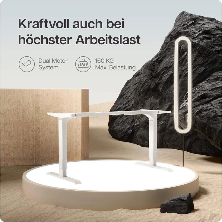 Desktronic Elektrisch Höhenverstellbarer Schreibtischgestell HomePro, Weiß, mit Memory-Funktion, Anti-Kollisions Technologie, USB-A und USB-C-Ladeanschlüssen – Bild 7