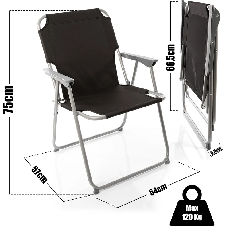 BigDean 4X Klappstuhl Faltstuhl Campingstuhl Angelstuhl schwarz robust klappbar bis 120kg belastbar klassischer Gartenstuhl Klappstuhl für Garten & Camping - Campingstuhl faltbar – Bild 5