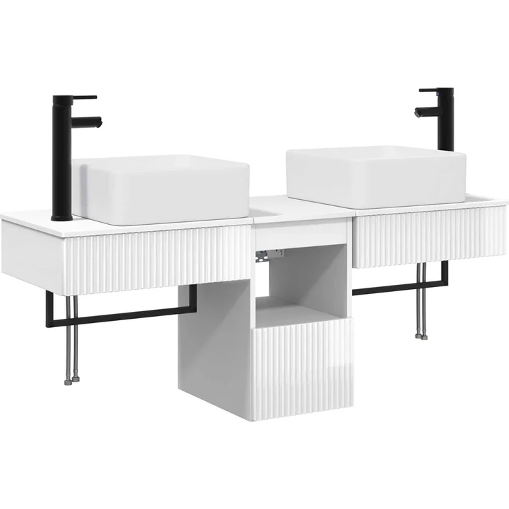 vidaXL Badezimmerschrank-Set 3 stk. Hochglanz Weiß 130 x 41 x 80 cm 3405601 – Bild 2