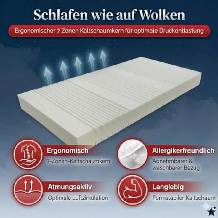 orthopädische Kaltschaummatratze Sensitive Pure Härtegrad H2 100x200 – Bild 3
