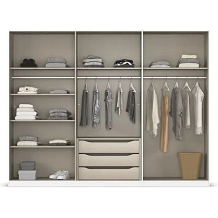 Rauch Möbel Alabama, Kleiderschrank für Schlafzimmer, Kinderzimmer, Wohnzimmer, Garderobe, Flur, 6-türig, mit Zubehör Premium, Farbe Eiche Artisan, Holz, Breite 271 cm – Bild 6
