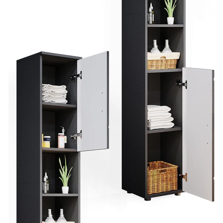 Vicco 'Irma' Badschrank mit 2 Türen und 6 Fächer, Holz, 192 x 30 x 30 cm, Anthrazit – Bild 6