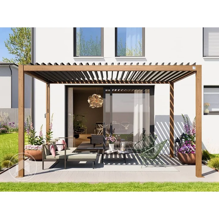 PRIMEYARD Pergola, Aluminium / Stahl braun, 3x4 m – Bild 4