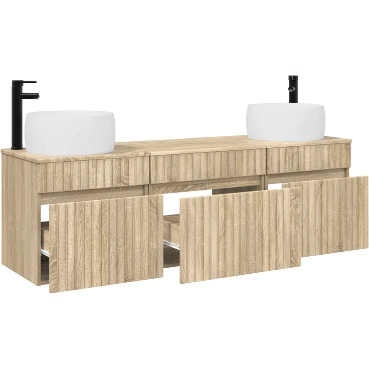 vidaXL Badezimmerschrank-Set 3 stk. Sonoma-Eiche 157 x 44,5 x 80 cm 3405769 – Bild 3