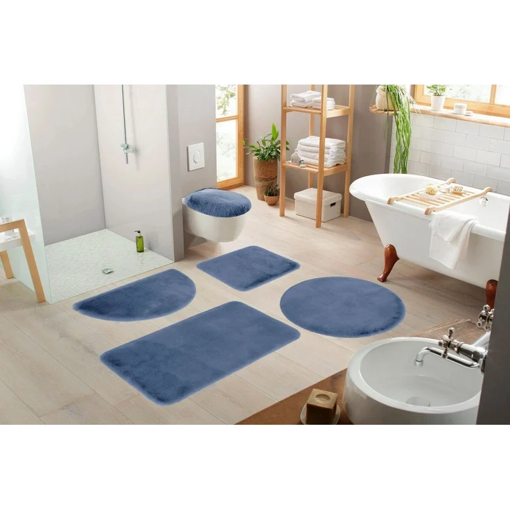 OTTO home Badematte Rabbit Badematten, Badvorleger, Badezimmer Teppich, Höhe 30 mm, rutschhemmend beschichtet, fußbodenheizungsgeeignet, schnell trocknend, strapazierfähig, Polyester, rund, Kaninchenfell-Haptik, Badteppich, rechteckig, rund & als 3-tlg... – Bild 3