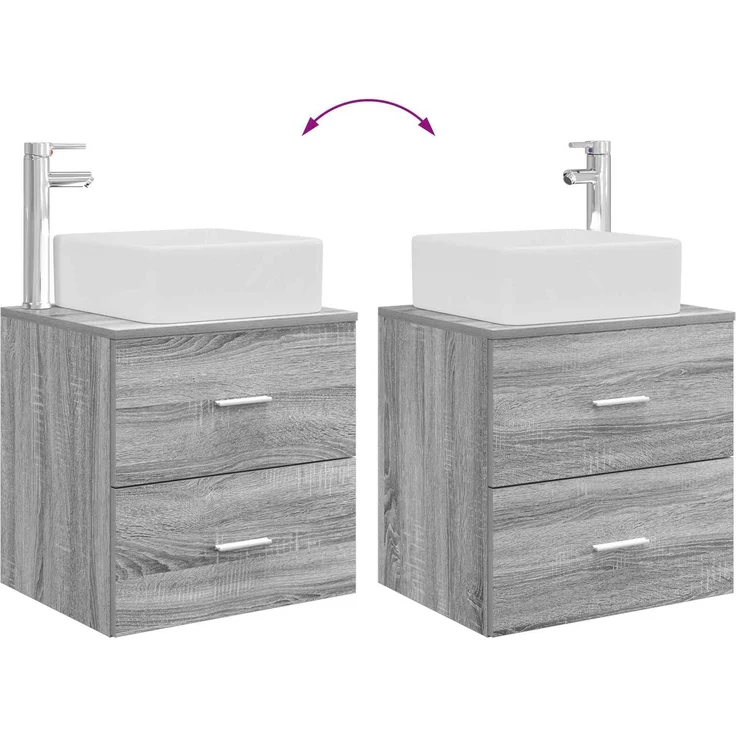 vidaXL Badezimmerschrank-Set 2 stk. Grau Sonoma 79,5 x 41 x 80 cm 3403965 – Bild 8