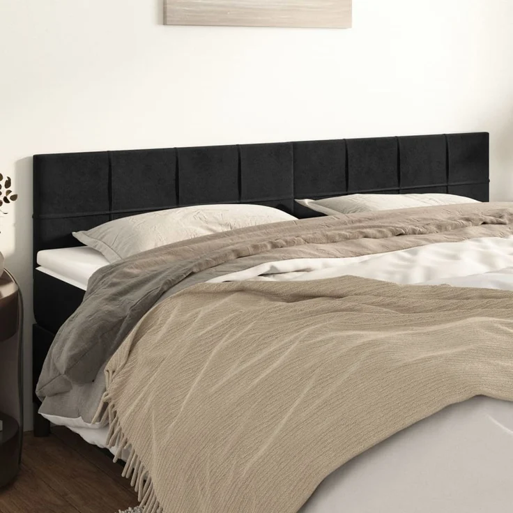 vidaXL Kopfteile 2 Stk. Schwarz 90 x 5 x 78/88 cm Samt 346084 – Bild 1