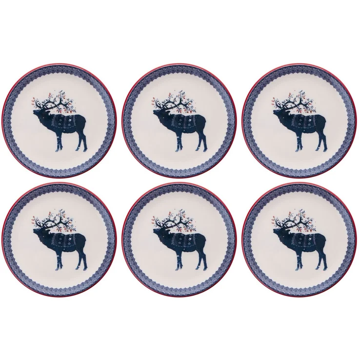 Hermia Concept 'Tile Deer' Dessertteller-Set (6-teilig), Mehrfarbig, 19,3 x 19,3 x 2 cm – Bild 3