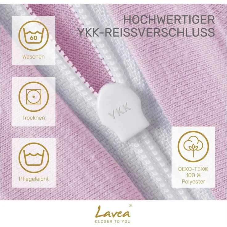 Lavea Kissenbezug 2er Set Kissenhülle Jersey, 100% Baumwolle, Kissenbezüge, (2 Stück), allergikerfreundlich - sicherer YKK-Reißverschluss - waschbar 60°C – Bild 3