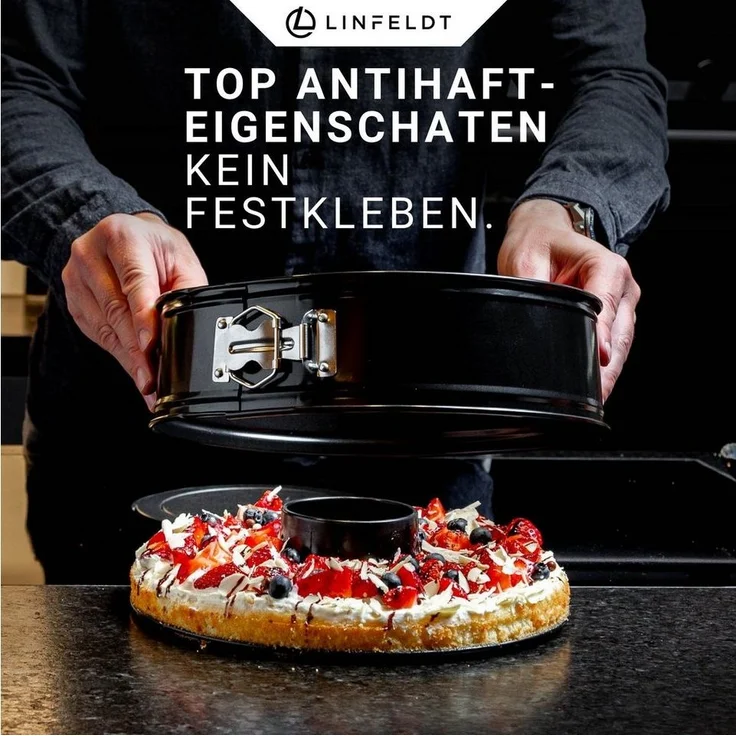 LINFELDT Springform Backform Auslaufsicher & Antihaft Kuchenform mit Ring ⌀ 28 / 26, Teflon - Beschichtung – Bild 1