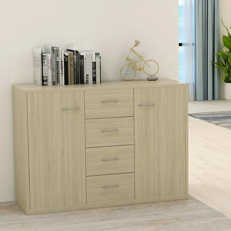 vidaXL Sideboard Sonoma-Eiche 88x30x65 cm Holzwerkstoff 800687 – Bild 1