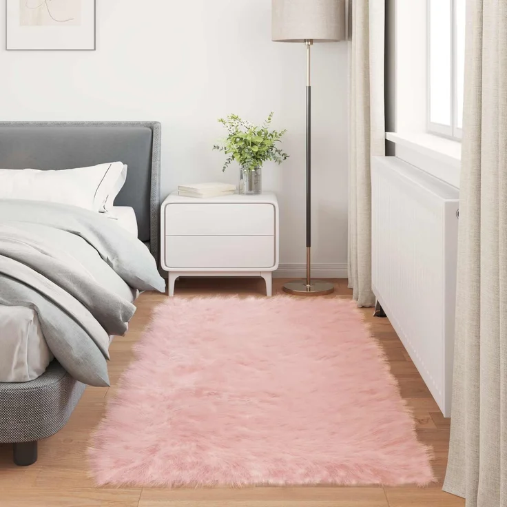 vidaXL Kunstschaffell Teppich Tafalla Rosa 100 x 200 cm Polyester 42021547 – Bild 3