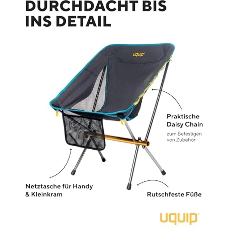 Uquip Campingstuhl Infinity I ultraleichter Faltbarer Klappstuhl mit 120 kg Traglast I kompakter Faltstuhl aus Aluminium I tragbarer Outdoor-Stuhl für Camping, Wandern, Radtouren, Festivals & Reisen – Bild 7