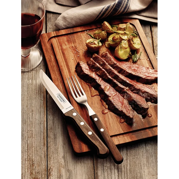 Tramontina Gaucho Steakmesser 24 cm Edelstahl mit Holzgriff – Bild 3