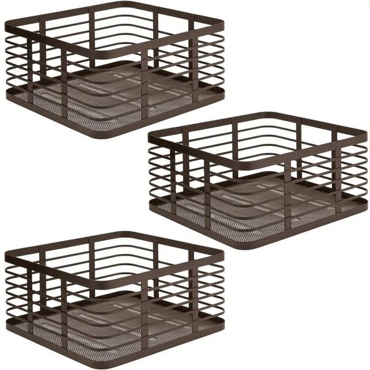 mDesign Allzweckkorb Gitterbox Drahtkorb Aufbewahrung 3er Set Metall Bronze
