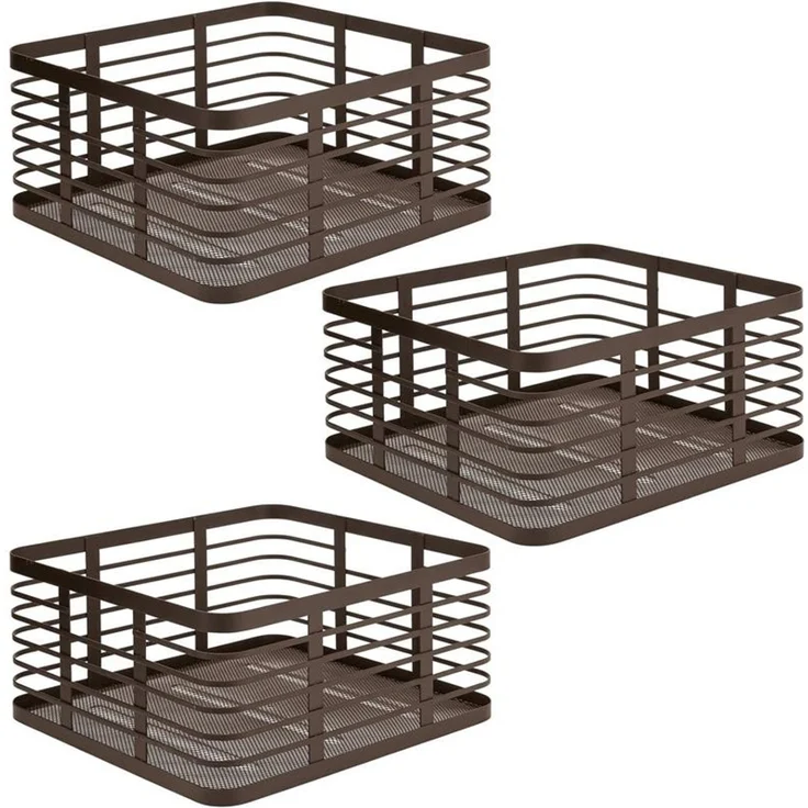 mDesign Allzweckkorb Gitterbox Drahtkorb Aufbewahrung 3er Set Metall Bronze – Bild 1