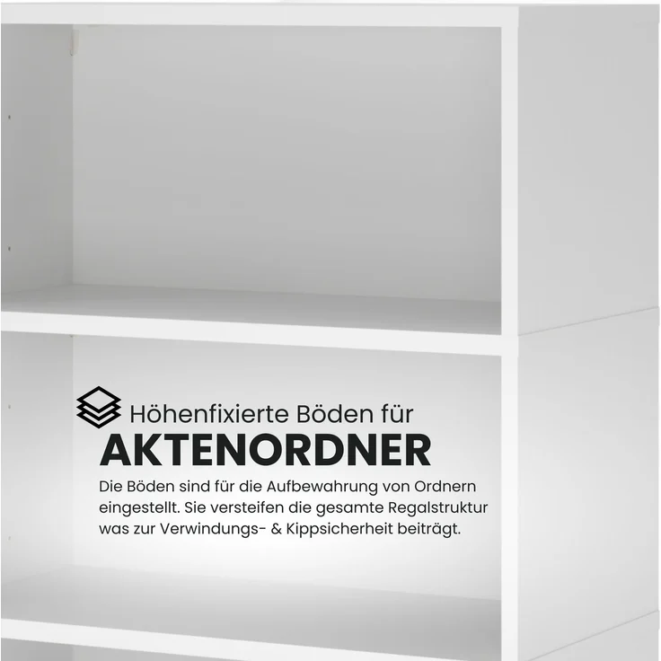 bümö flexi Regal mit werkzeuglosem Schnellaufbausystem, Dekor: graphit - Modulares Aktenregal 80 cm breit aus Holz für 2 Ordnerhöhe mit Threespine-Klicksystem, FW28REKG-G – Bild 2