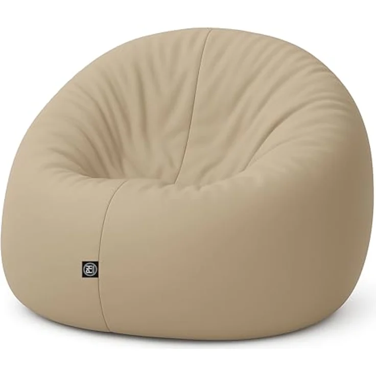 PATCH HOME 2-in-1 Sitzsack Sessel - Gaming Bean Bag mit Reißverschluss - Bereits befüllt, Ergonomisch & Robust für Kinder & Erwachsene - Indoor & Outdoor, Wetterfest (Beige, 155cm) – Bild 2