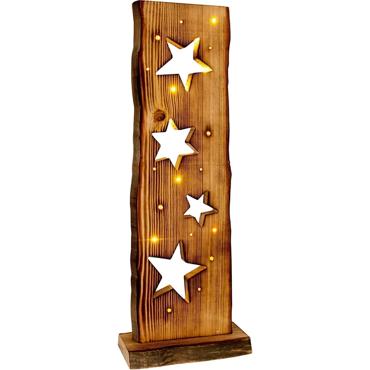 LED Weihnachtsleuchte Sternenmotiv, Holz, Timer, H 60 cm – Bild 7