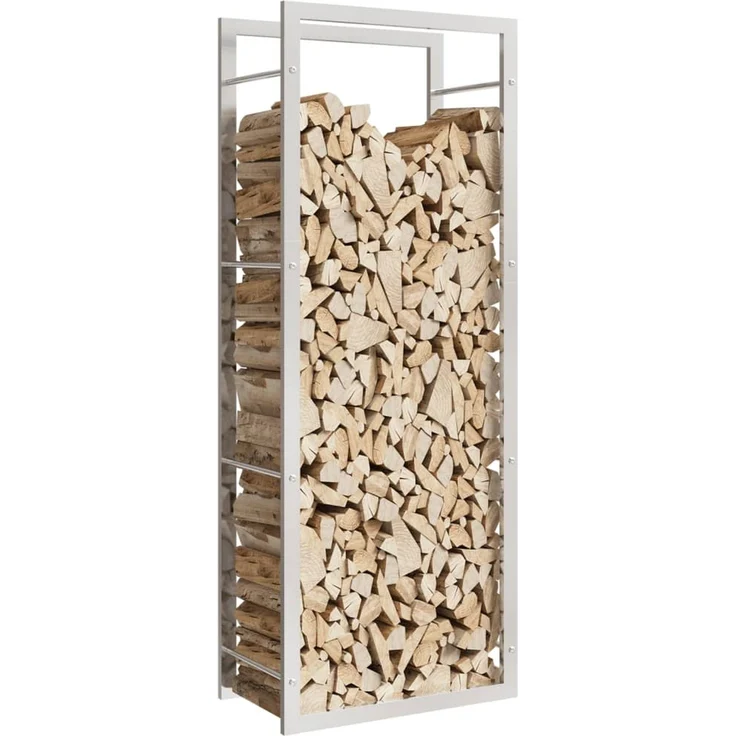 vidaXL Brennholzregal 50x28x132 cm Edelstahl 357861 – Bild 2