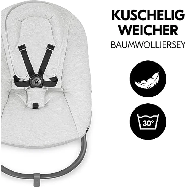 Hauck Alpha Bouncer Premium, Babywippe in Light Grey mit verstellbarer Rückenlehne und 5-Punkt-Gurt – Bild 7