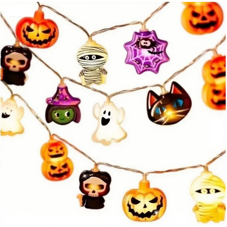 Bomiclss LED-Lichterkette 3M Halloween-LED-Lichterkette mit Kürbis-Laternen