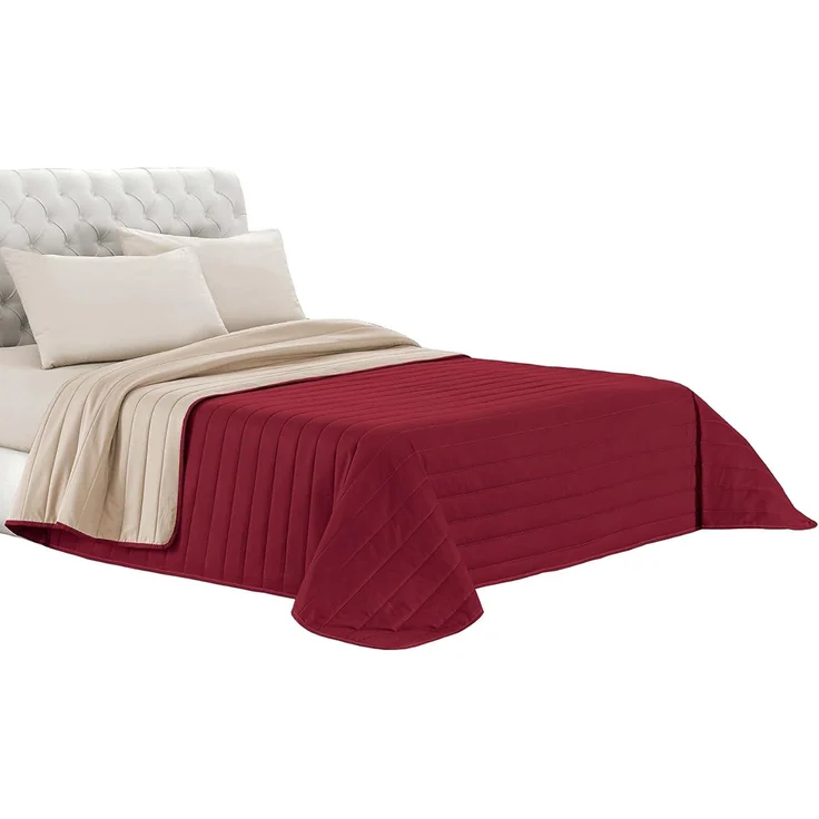 Italian Bed Linen Elegant Sommer Steppdecke bordeaux/creme, 100% Mikrofaser, 260x270 cm – Bild 1