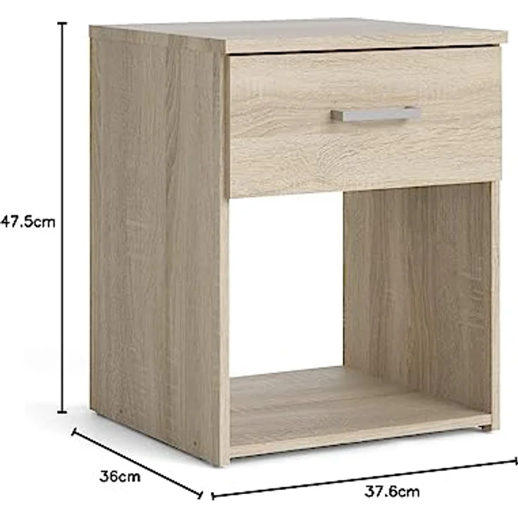 Nachttisch, Eichenfarbe, Maße 37,6 x 47,5 x 35,95 cm – Bild 3