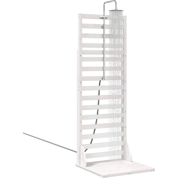 vidaXL Gartendusche 225 cm Massivholz Kiefer und Edelstahl Weiß 886349 – Bild 3