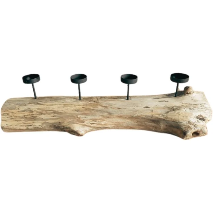 Natürlicher Kerzenhalter BRANCH 70cm Teakholz Advent Kerzen Tischdeko Kerzenständer – Bild 2