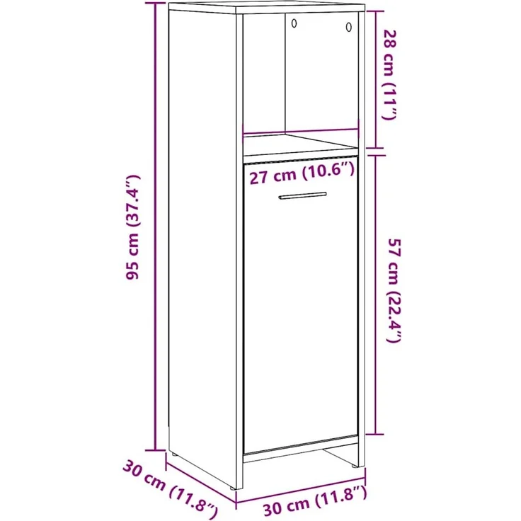 vidaXL Badschrank Altholz-Optik 30x30x95 cm Holzwerkstoff 856033 – Bild 9