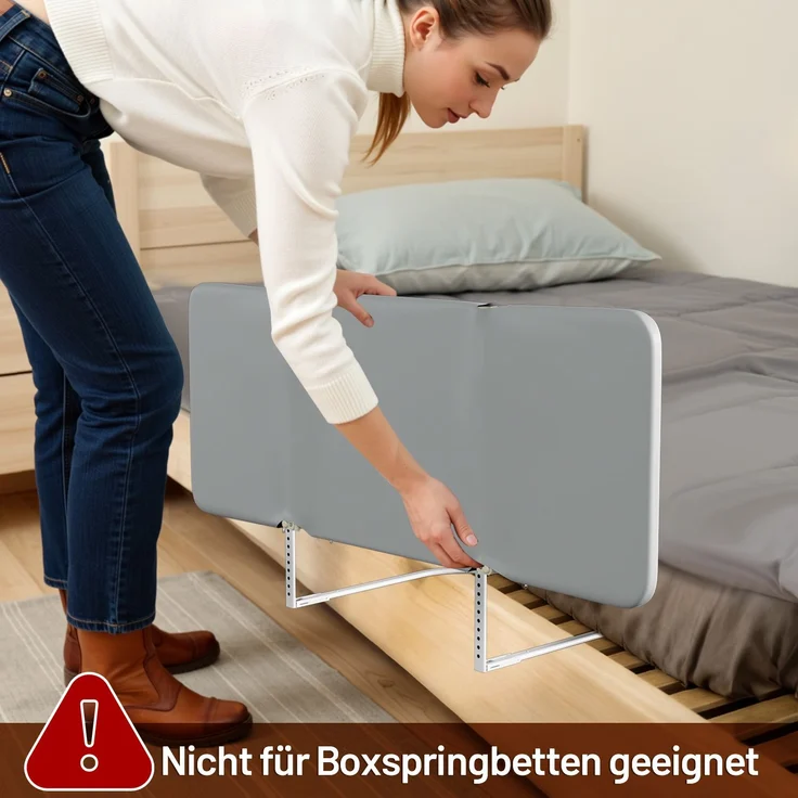 Eikuavons Faltbares Bettgitter 150 cm, stabiler Bettschutz bis 50 kg, ohne Bohren, grau, Kunststoff, Grau – Bild 7
