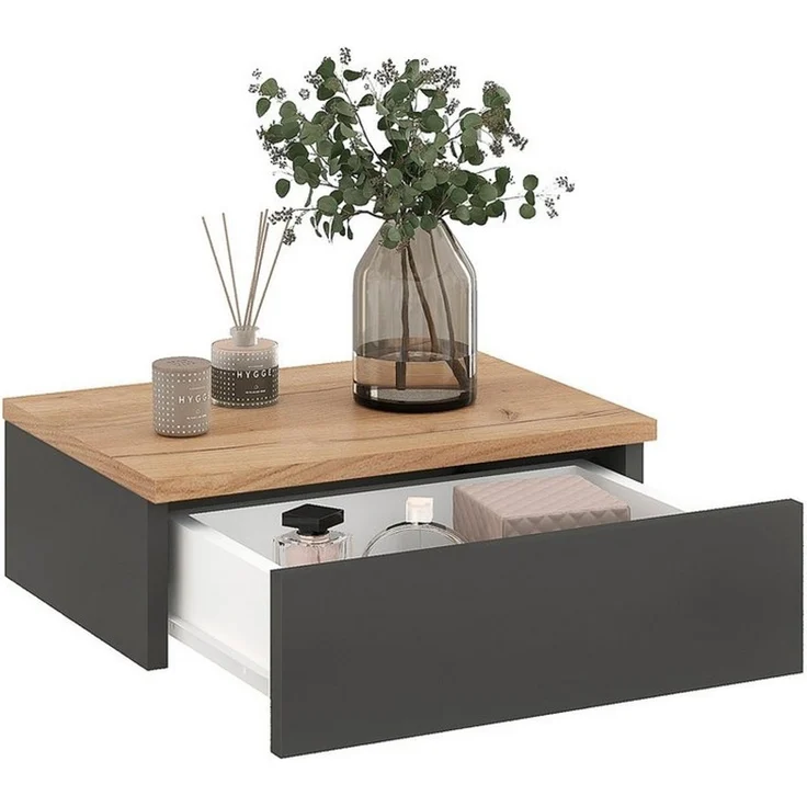 KOMTO Wandregal mit Schublade Monaco - Nachttisch Hängend Wandmontage, 1-tlg. – Bild 4