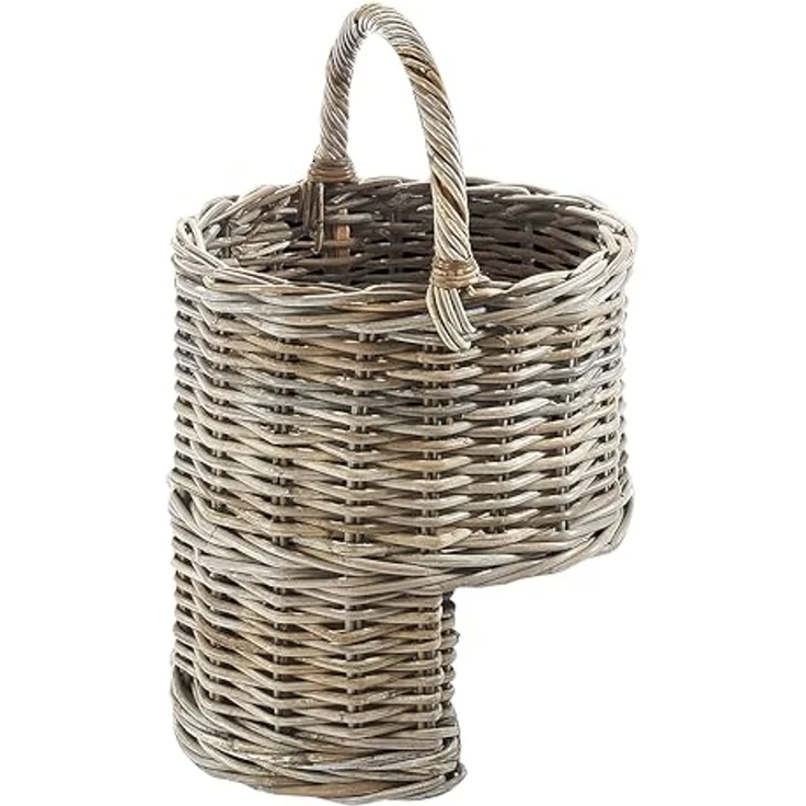 Kobolo Aufbewahrungskorb Treppenkorb Korb Rattan - kubu grey - mit Henkel – Bild 1