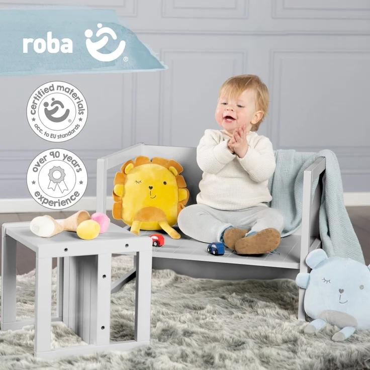roba Sitzhocker für Kinder im Landhausstil - Wendehocker mit 3 Sitzhöhen - Grau – Bild 6