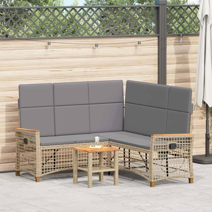 vidaXL Garten Liegesofa Set Beige und Hellgrau 164 x 164 x 112 cm 42026825 – Bild 1