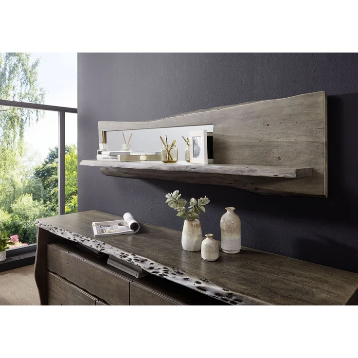 Wandregal Akazie 165x22x38 grau lackiert PURE ACACIA #906 – Bild 7
