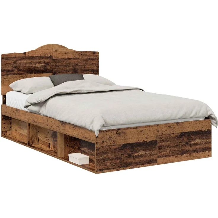 vidaXL Bettrahmen Altholz 120 x 190 cm Massives Kiefernholz 3413342 – Bild 1