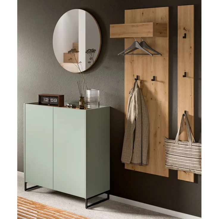 Garderobe Set 4-tlg. Borga in salbei und Eiche 186 cm
