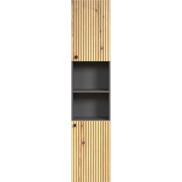 Badezimmer Hochschrank Bliss in Evoke Eiche und grau 40 x 186 cm – Bild 2